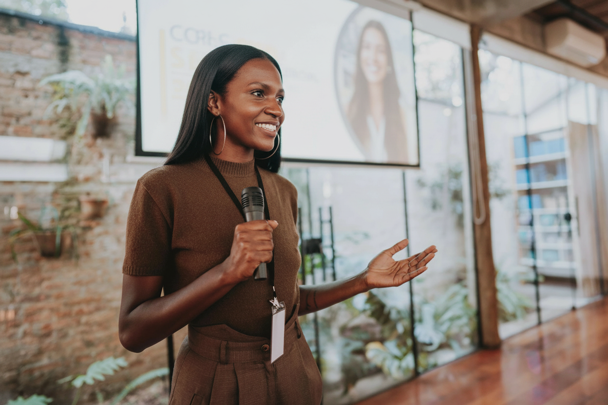 Vanessa presenting at a professional workshop